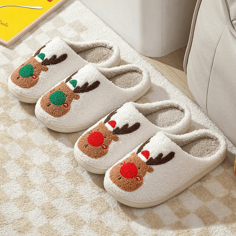 Image Assortiment de Chaussons Tête Rennes de Noël