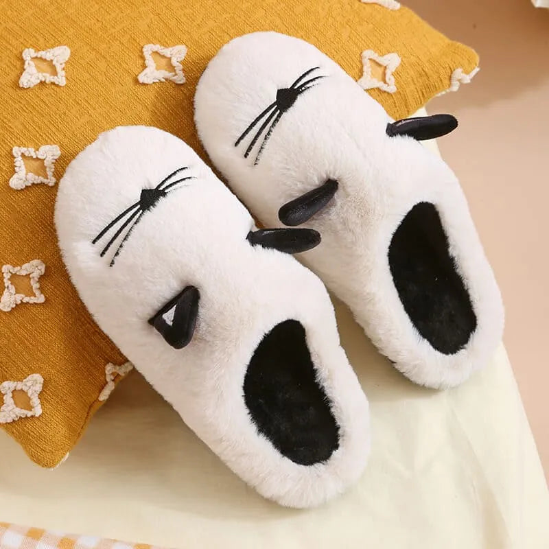 Image Chaussons Chat Moustachu Blanc