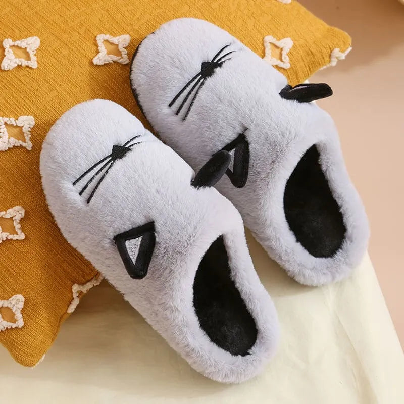 Image Chaussons Chat Moustachu Gris