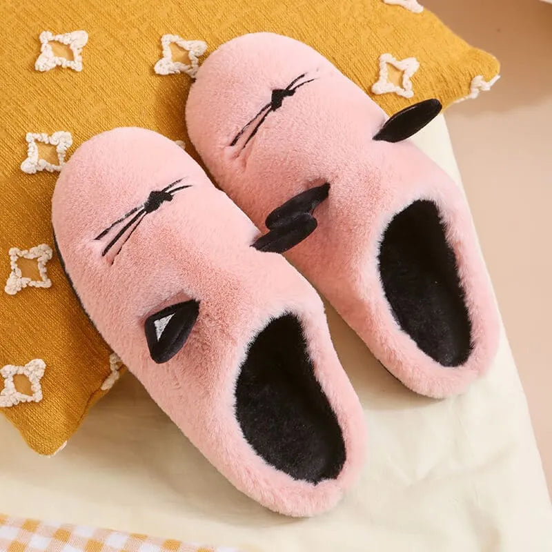 Image Chaussons Chat Moustachu Rose