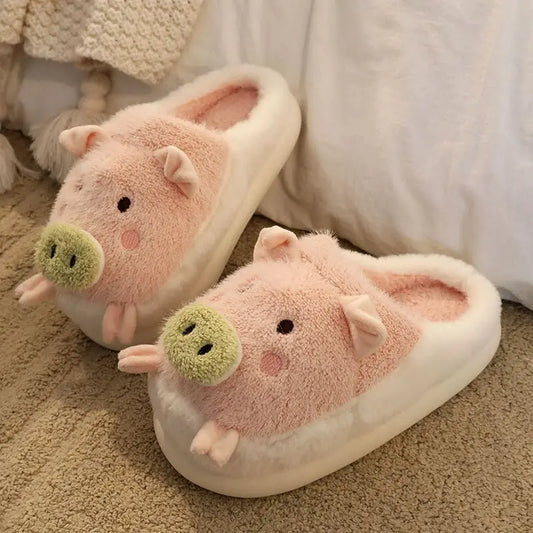 Image Chaussons Cochon Groin Vert de côté