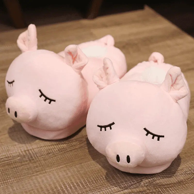 Image Chaussons Cochon Kawaii Fatigué vue proche