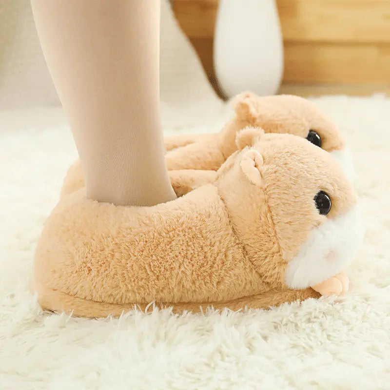 Image Chaussons Hamster Beige vue de côté