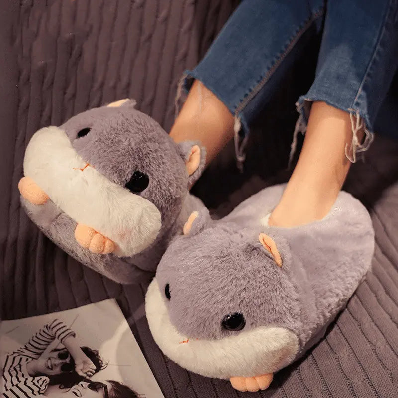 Image Chaussons Hamster Gris portés