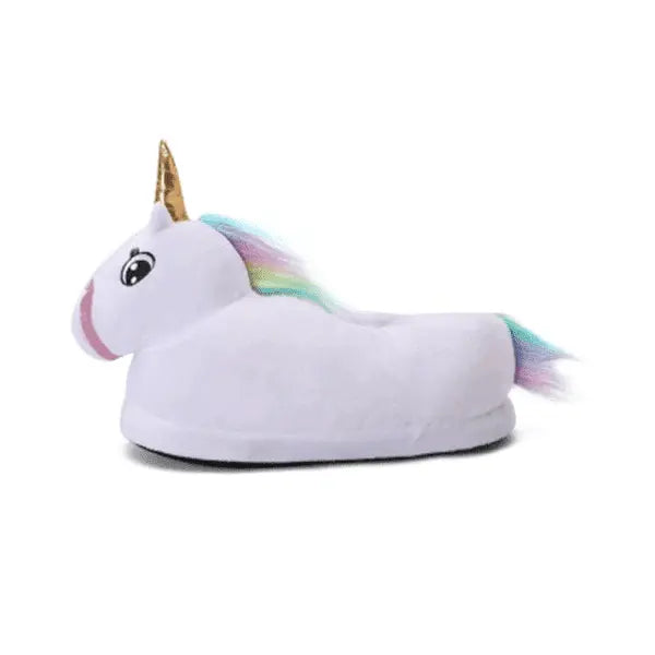 Image Chaussons Licorne Kawaii Blanc de profil