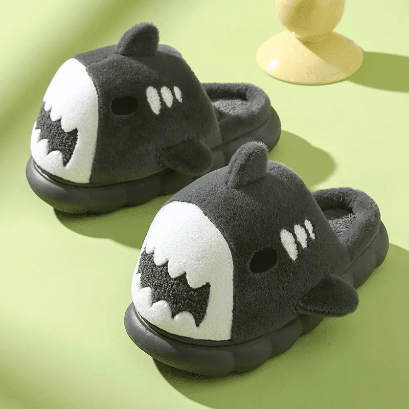 Image Chaussons Requin Kawaii Gris foncé