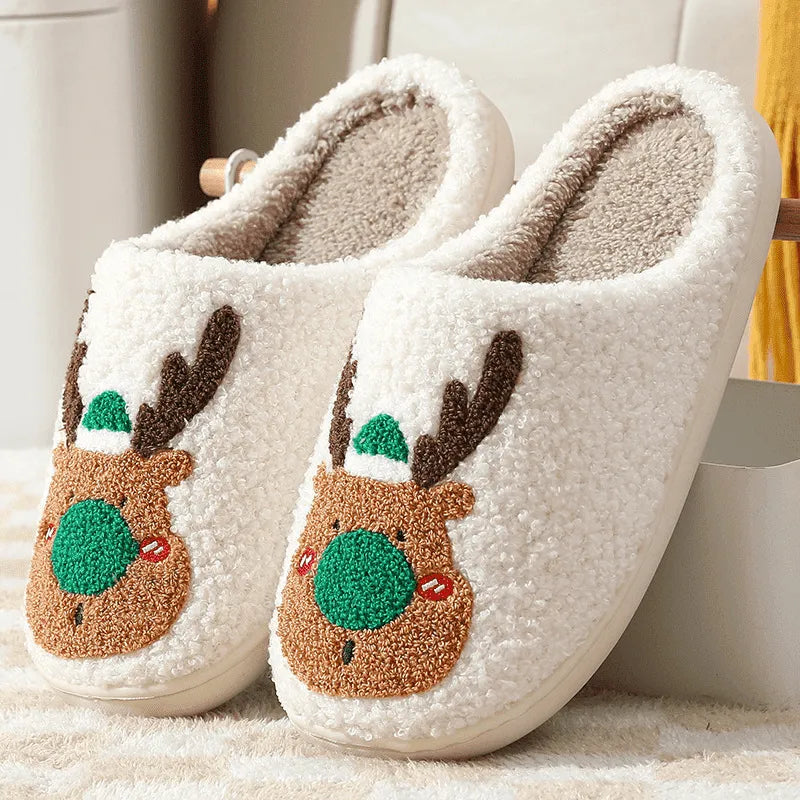 Image Chaussons Tête Rennes de Noël Vert