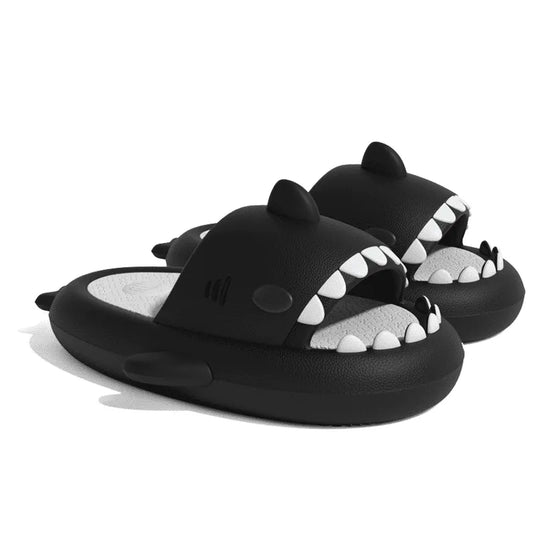 Image Claquettes Requin Noir Bicolore Blanc