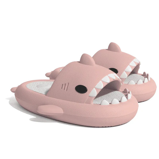 Image Claquettes Requin Rose Bicolore Gris