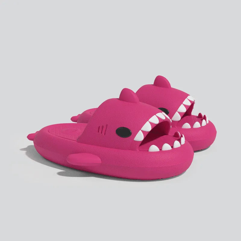 Image Claquettes Requin Rose Bicolore Magenta