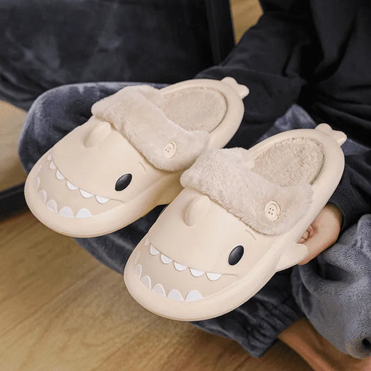 Image Pantoufles Requin Fourrées Beige